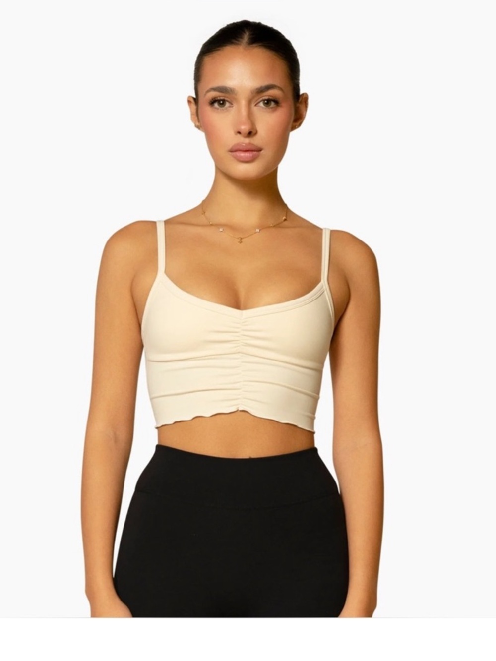 437 scrunch bra on cream